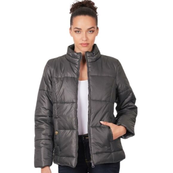 NWT PUFFER JACKET WITH POCKETS Ash Gray - Picture 2 of 3